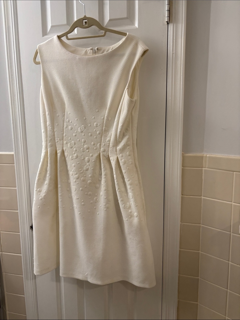 Roz & Ali Cream Textured Sleeveless Mini Dress